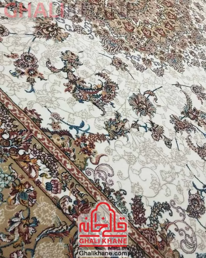 فرش ماشینی مشهد 700 شانه رنگ زمینه کرم کد 87010