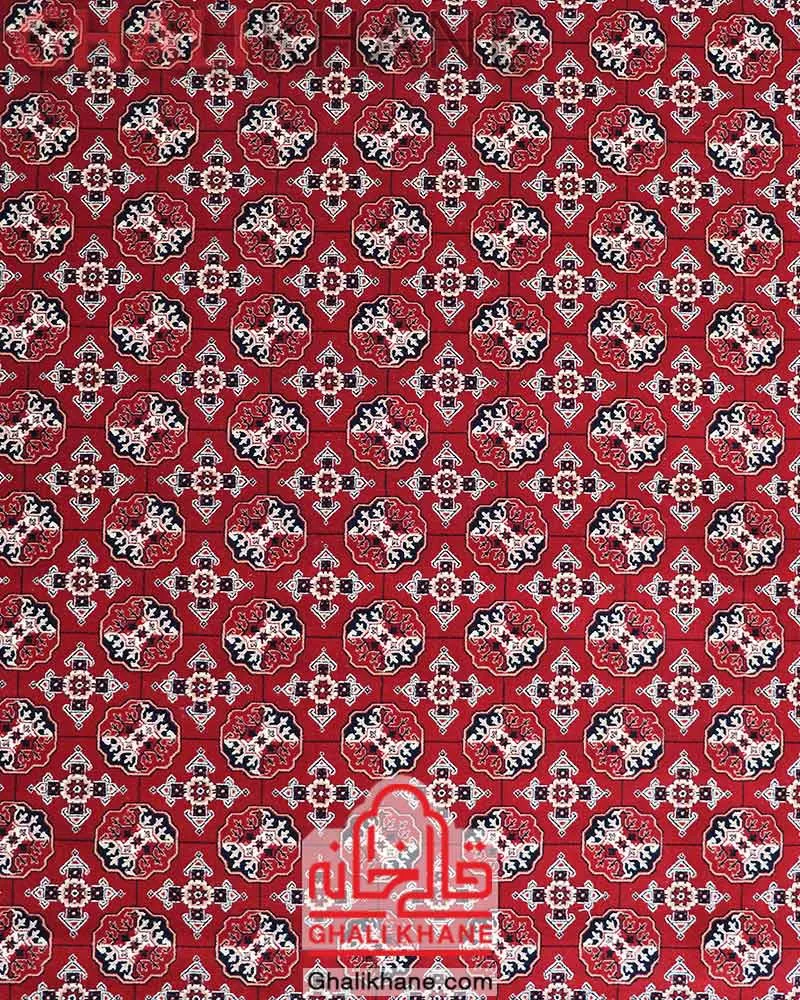 فرش ماشینی مشهد 700 شانه رنگ زمینه لاکی کد 871332