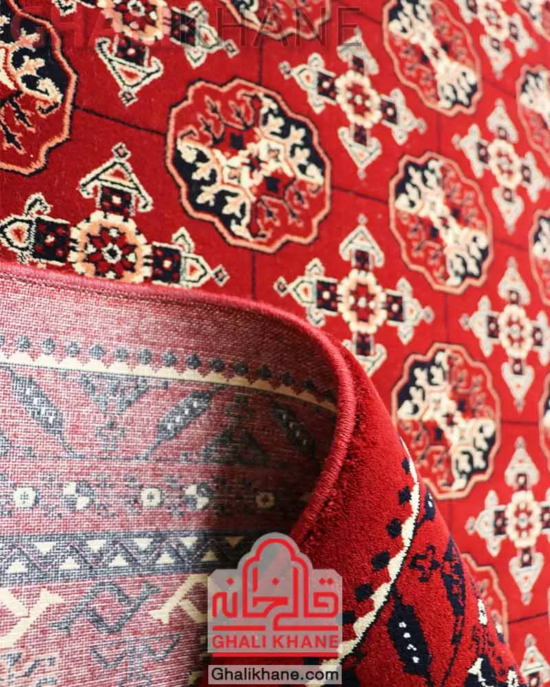 فرش ماشینی مشهد 700 شانه رنگ زمینه لاکی کد 871332