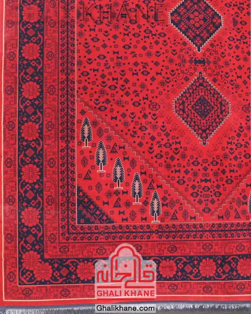 فرش مشهد رنگ زمینه لاکی کد 871340