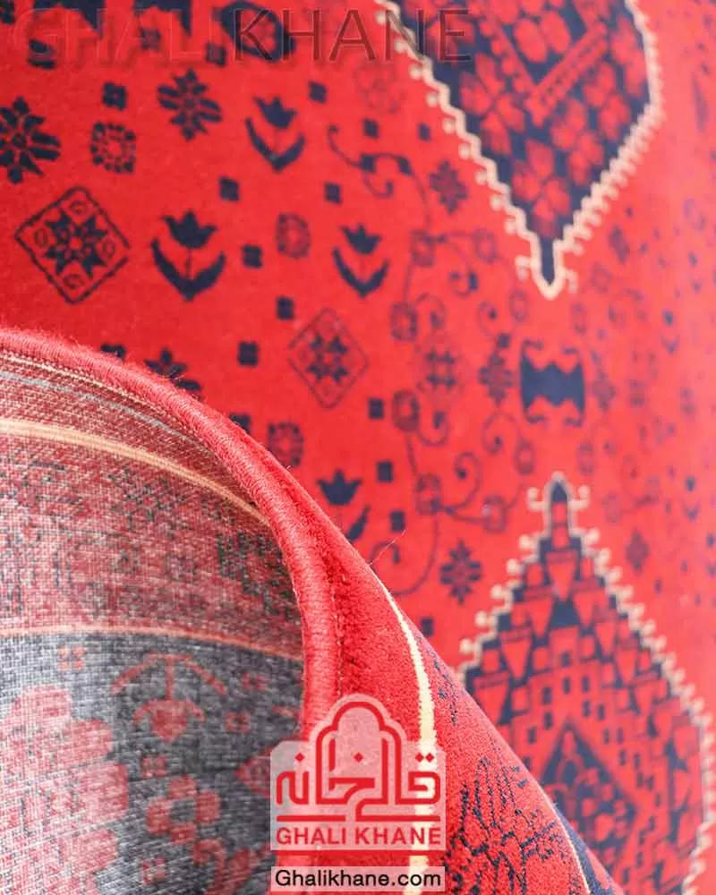 فرش مشهد رنگ زمینه لاکی کد 871340