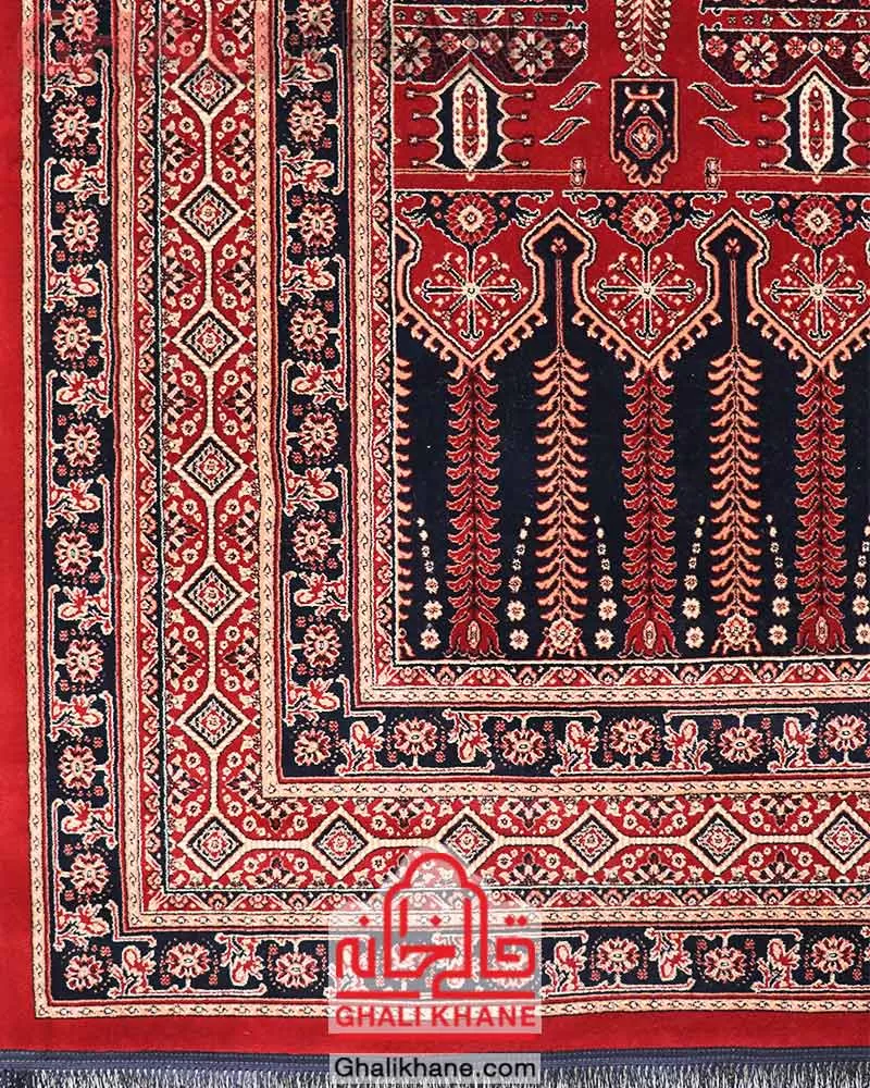 فرش مشهد رنگ زمینه لاکی کد 871345