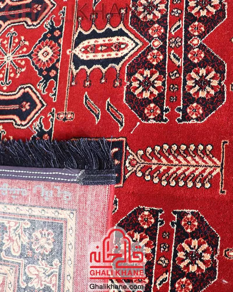 فرش ماشینی مشهد 700 شانه رنگ زمینه لاکی کد 871345