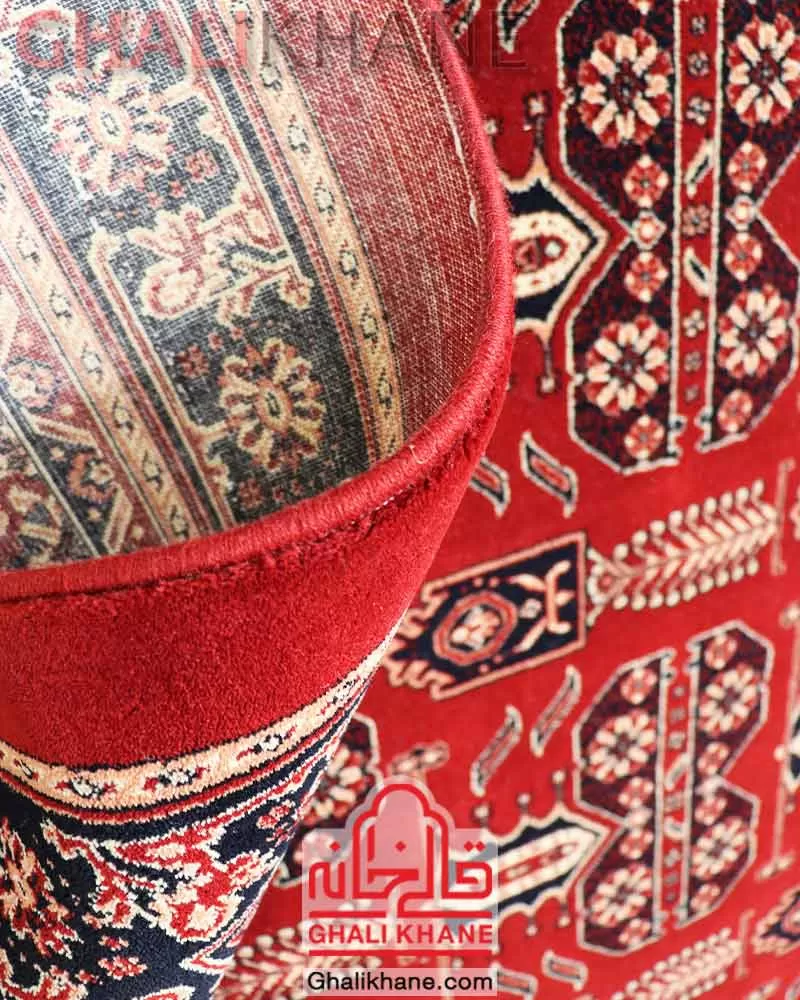 فرش مشهد رنگ زمینه لاکی کد 871345