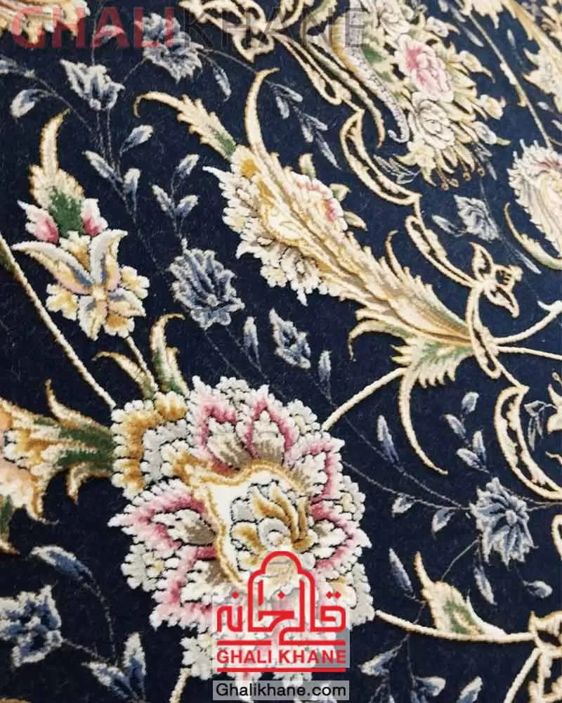 فرش ماشینی مشهد 1500 شانه کد 814003 سرمه ای