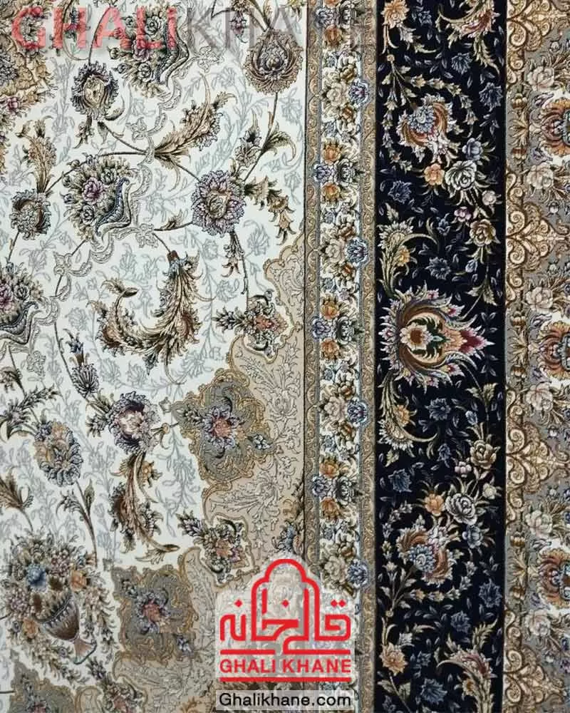 فرش ماشینی مشهد 1500 شانه کد 814003 کرم