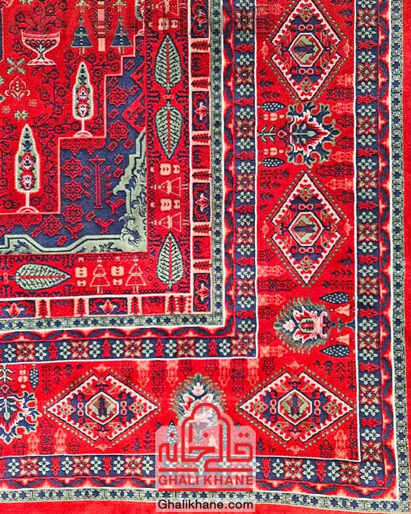 فرش تهران 1200 شانه طرح چهار باغ لاکی