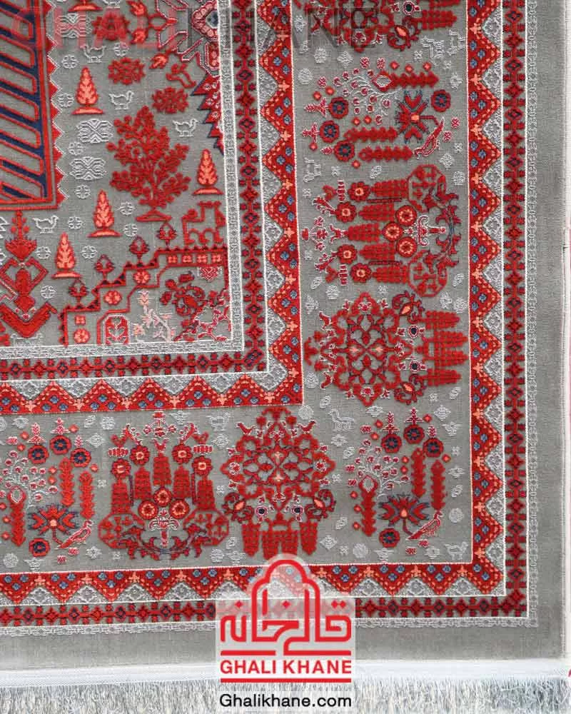 فرش تهران 1200 شانه طرح درختی دودی لاکی مسی