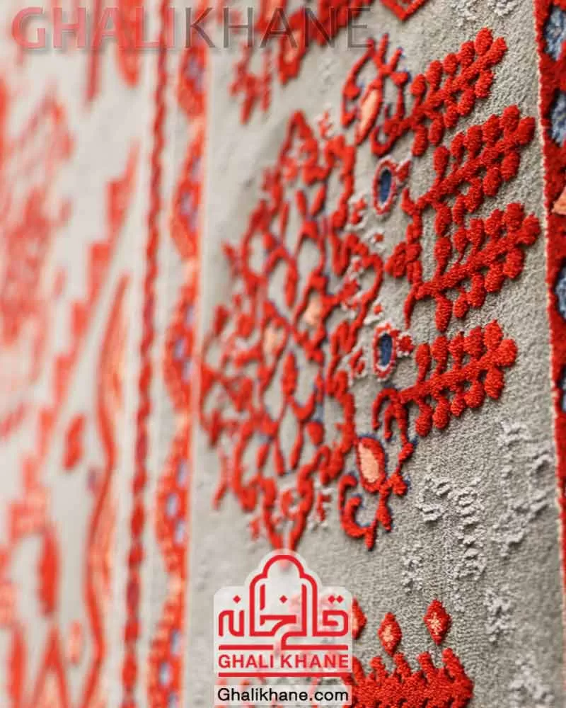 فرش تهران 1200 شانه طرح درختی دودی لاکی مسی