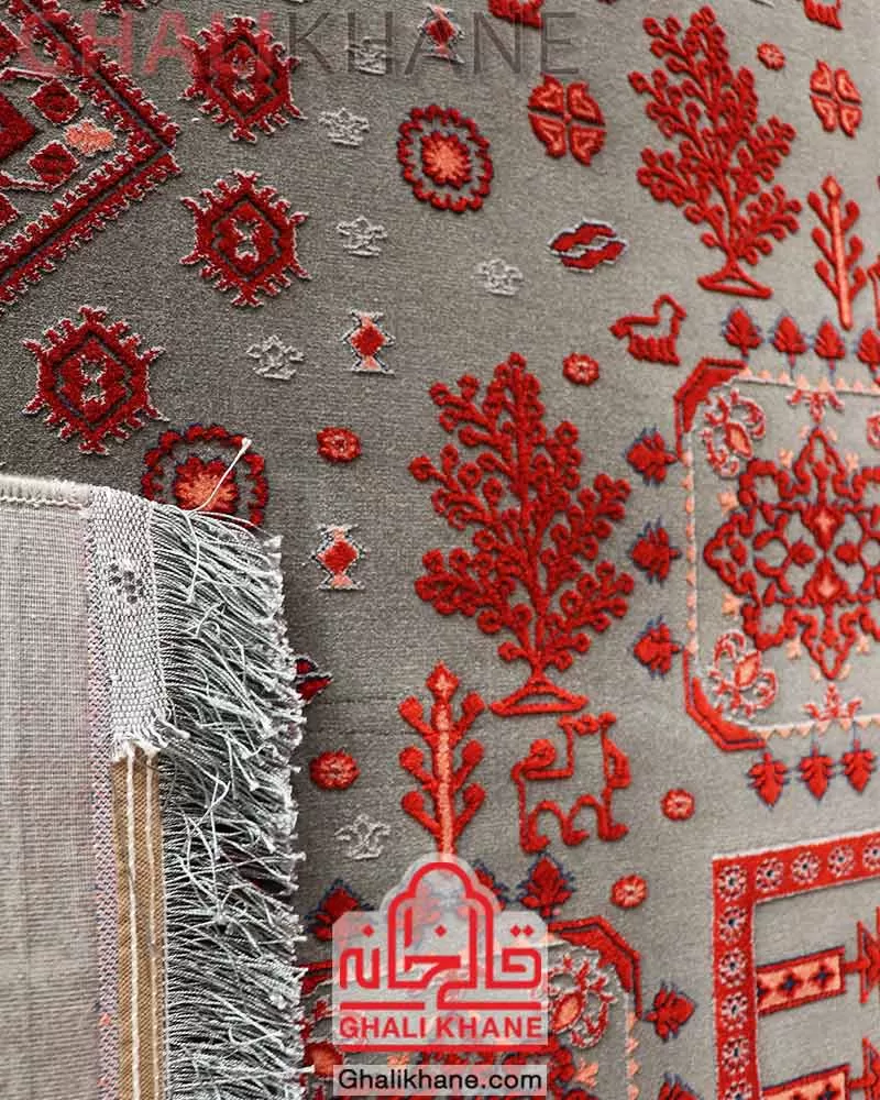 فرش تهران طرح درختی دودی لاکی مسی DLM