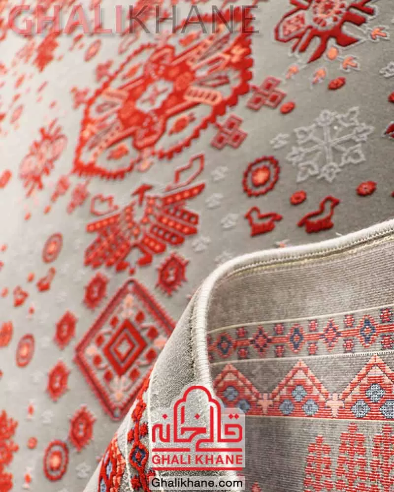 فرش تهران 1200 شانه طرح درختی دودی لاکی مسی