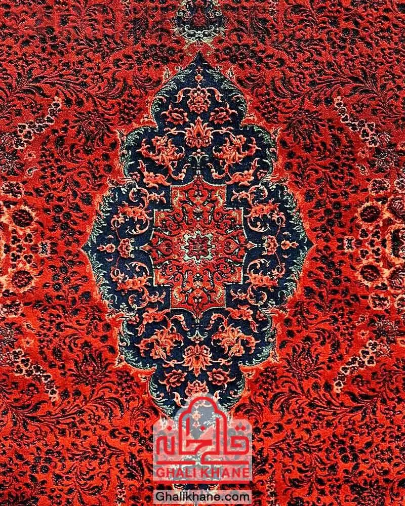 فرش تهران طرح کتیبه لاکی سبز LG