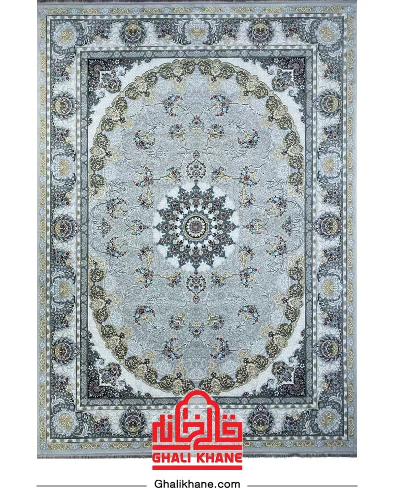 فرش نگین مشهد 700 شانه کد 2631 نقره‌ای