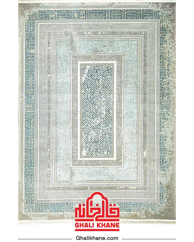 فرش نگین مشهد 1000 شانه کد 1018 کرم آبی