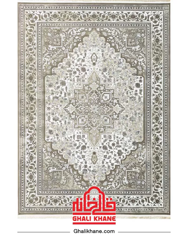 فرش نگین مشهد 1200 شانه کد 1245 بژ کرم