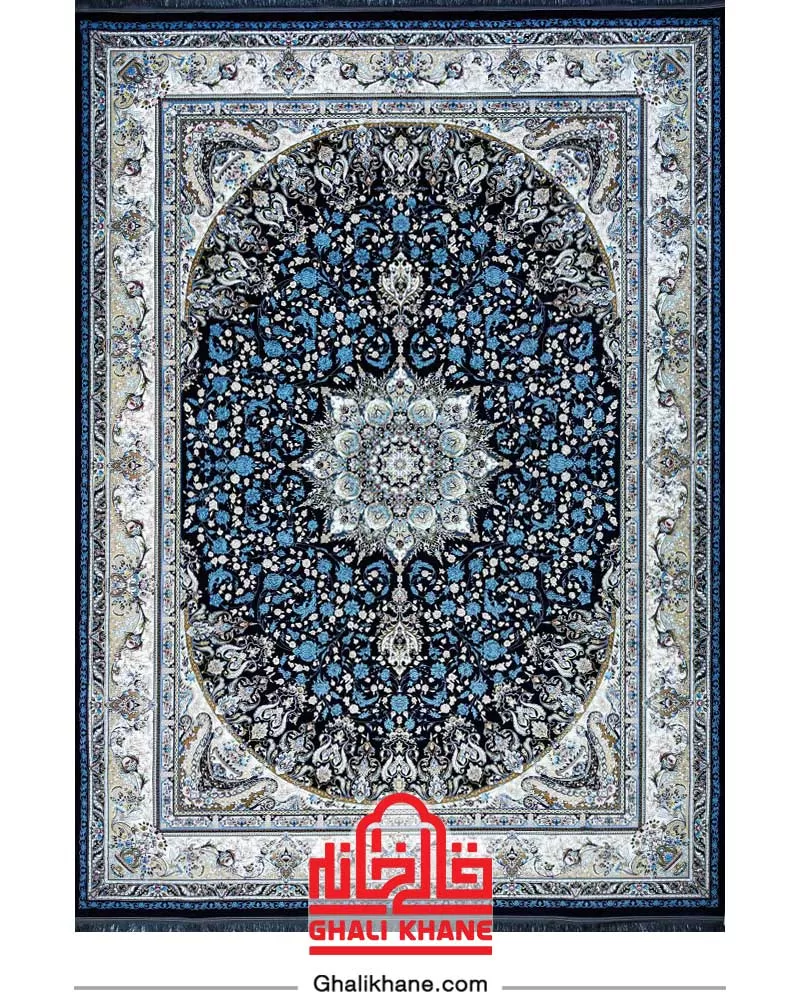 فرش نگین مشهد 1200 شانه کد 1250 سرمه‌ای