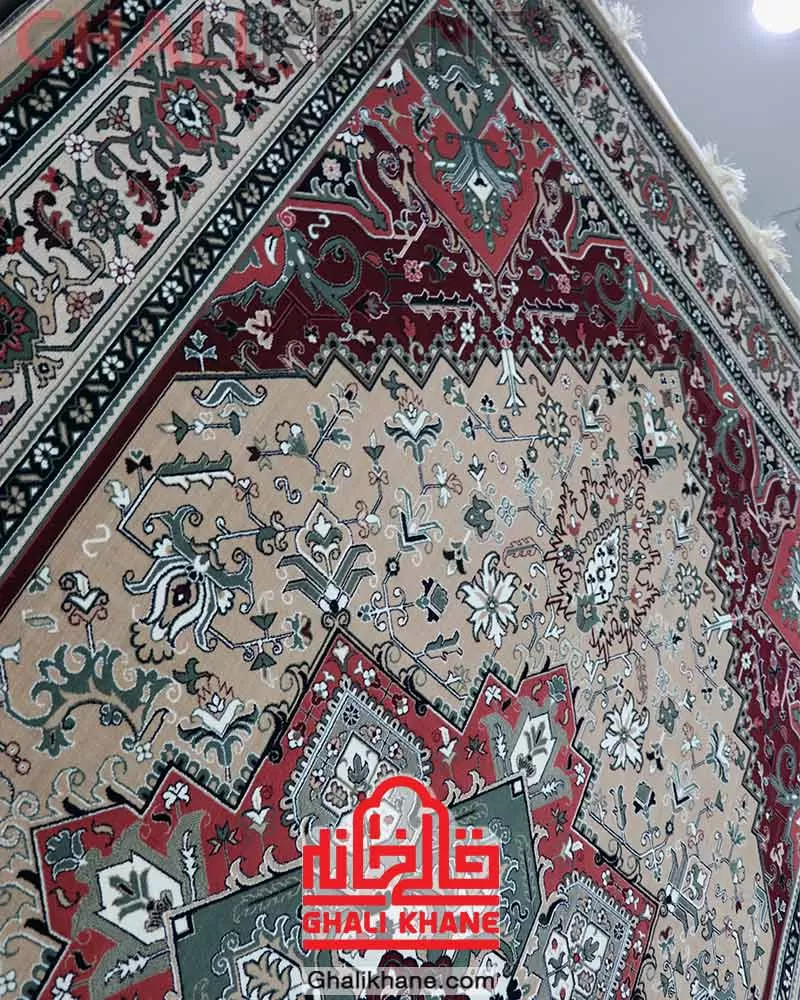 فرش سهند کلکسیون بهارستان طرح هریس کد SBK  کرم