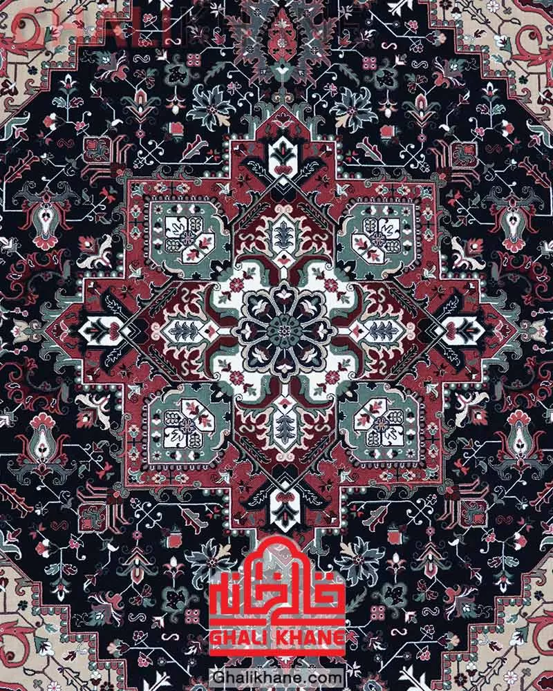 فرش سهند کلکسیون بهارستان طرح هریس کد SBL سرمه‌ای