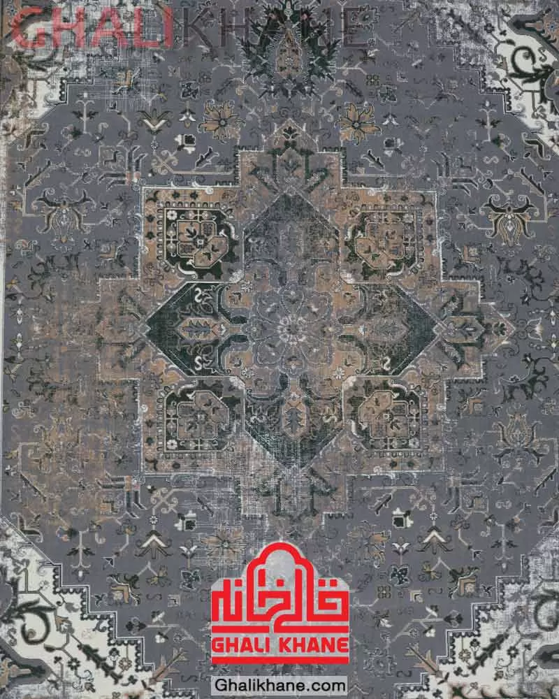 فرش سهند کلکسیون بهارستان طرح هریس کد SBQ  طوسی