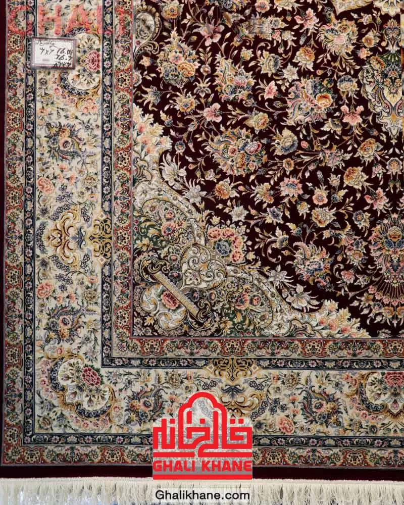 فرش ستاره کویر یزد کلکسیون عالی قاپو 1000 شانه کد HA-051-3052  لاکی