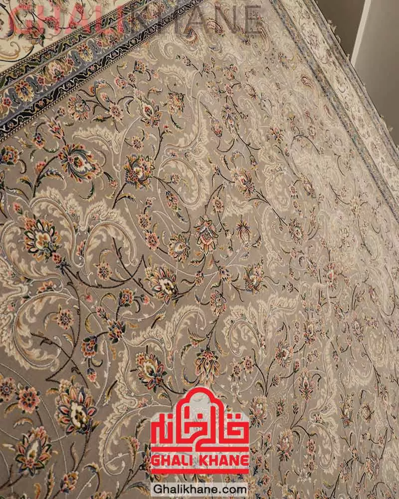 فرش ستاره کویر یزد کلکسیون عالی قاپو 1000 شانه کد HA-052-3030 طوسی