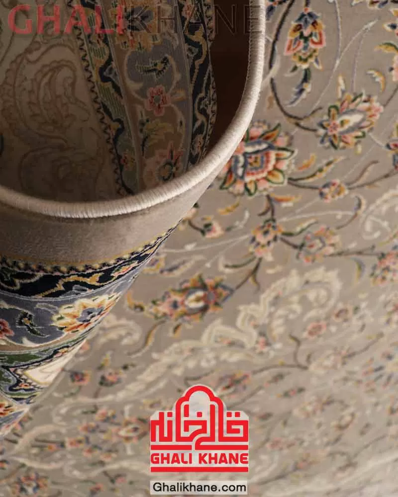 فرش ستاره کویر یزد کلکسیون عالی قاپو 1000 شانه کد HA-052-3030 طوسی
