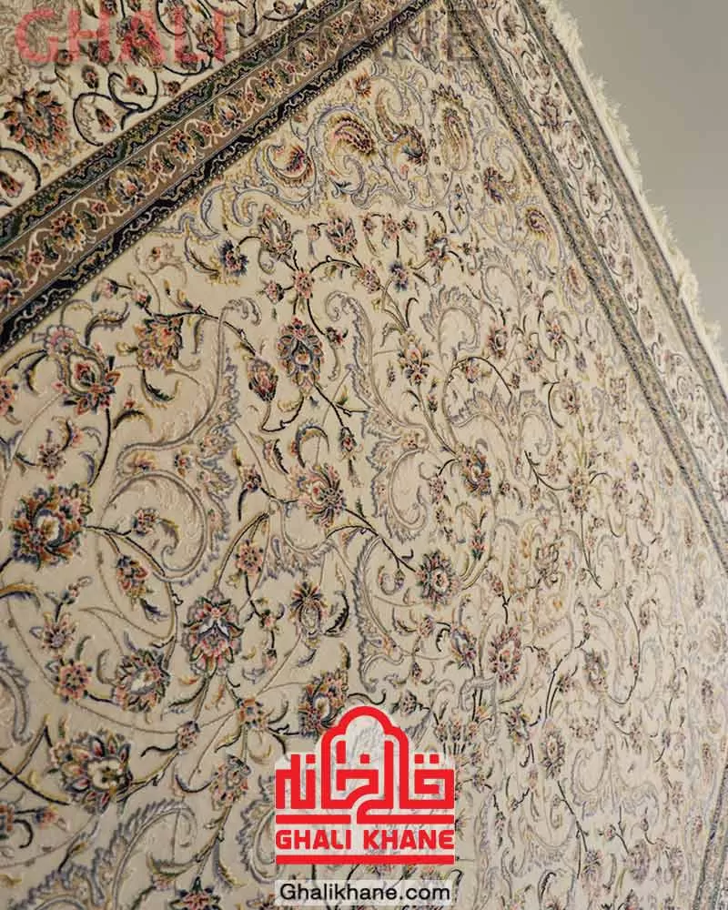 فرش ستاره کویر یزد کلکسیون عالی قاپو 1000 شانه کد HA-052-3032 کرم