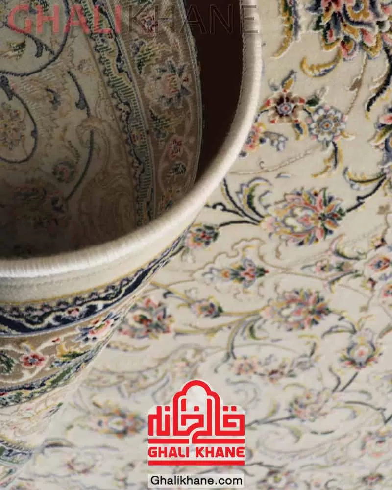 فرش ستاره کویر یزد کلکسیون عالی قاپو 1000 شانه کد HA-052-3032 کرم