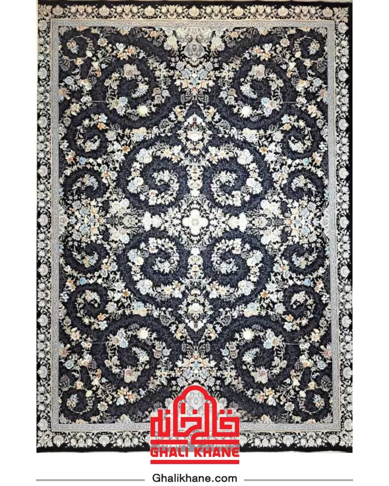 فرش بزرگمهر کلکسیون وین 700 شانه کد 77105 سرمه‌ای