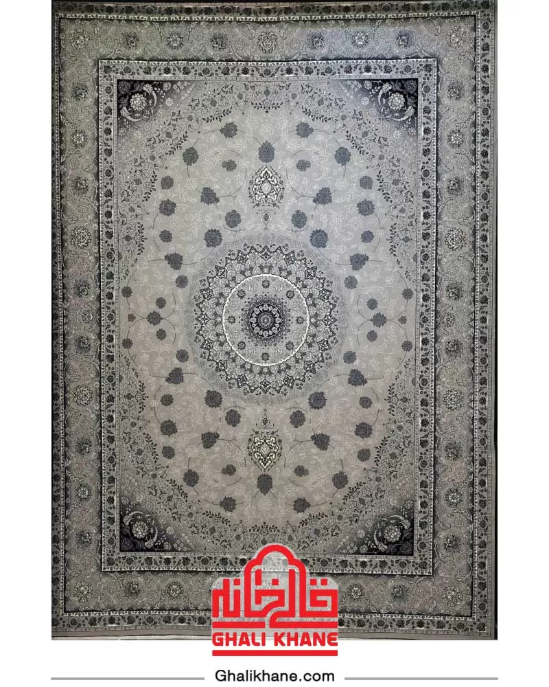 فرش بزرگمهر کلکسیون وین 700 شانه کد 77121  نقره‌ای