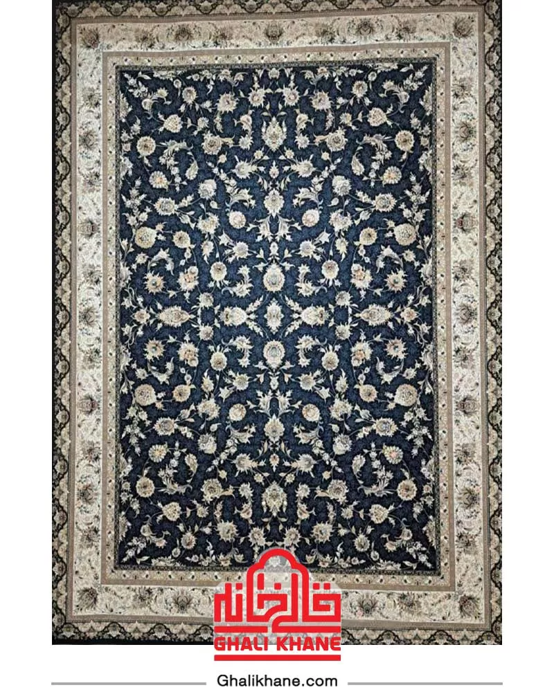 فرش بزرگمهر کلکسیون فلورانس 1200 شانه کد 14003سرمه ای