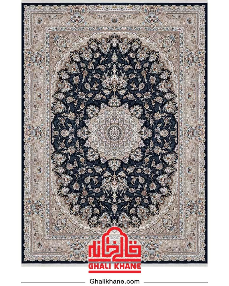 فرش بزرگمهر کلکسیون فلورانس 14001	سرمه ای