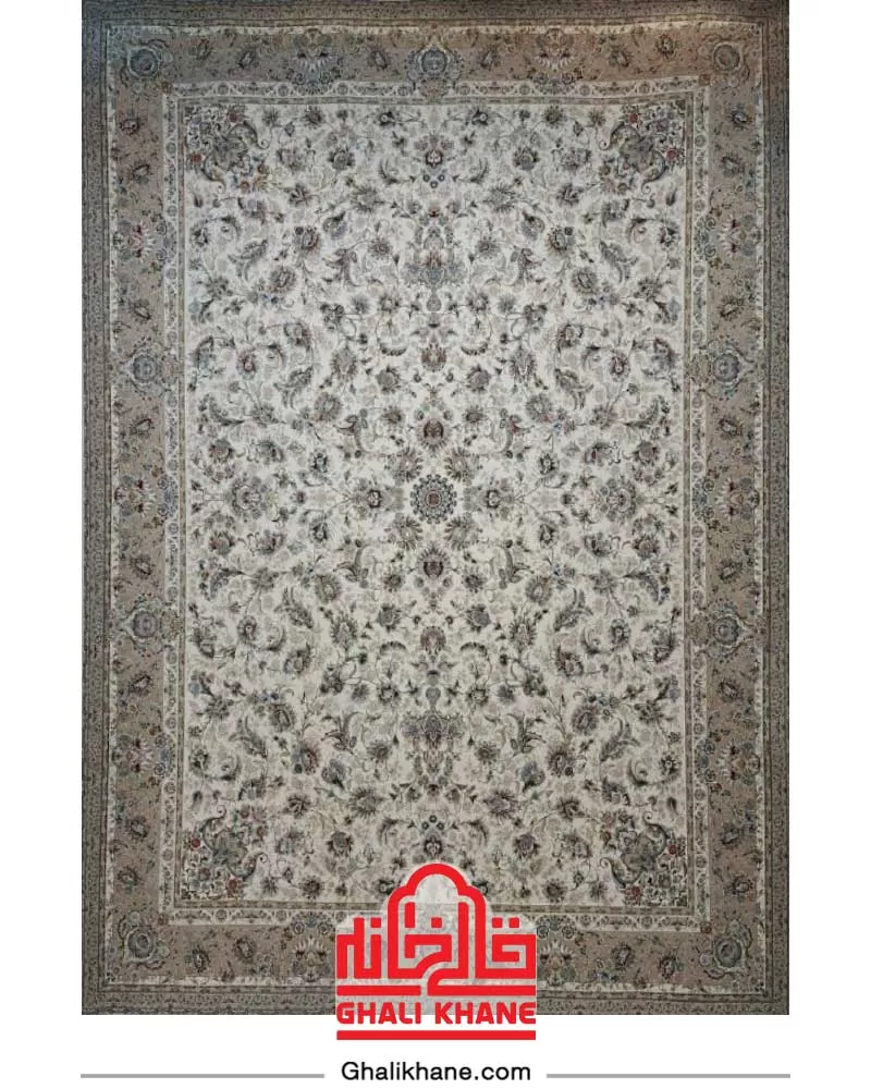 فرش بزرگمهر کلکسیون کوروش 1200 شانه کد 12821 کرم