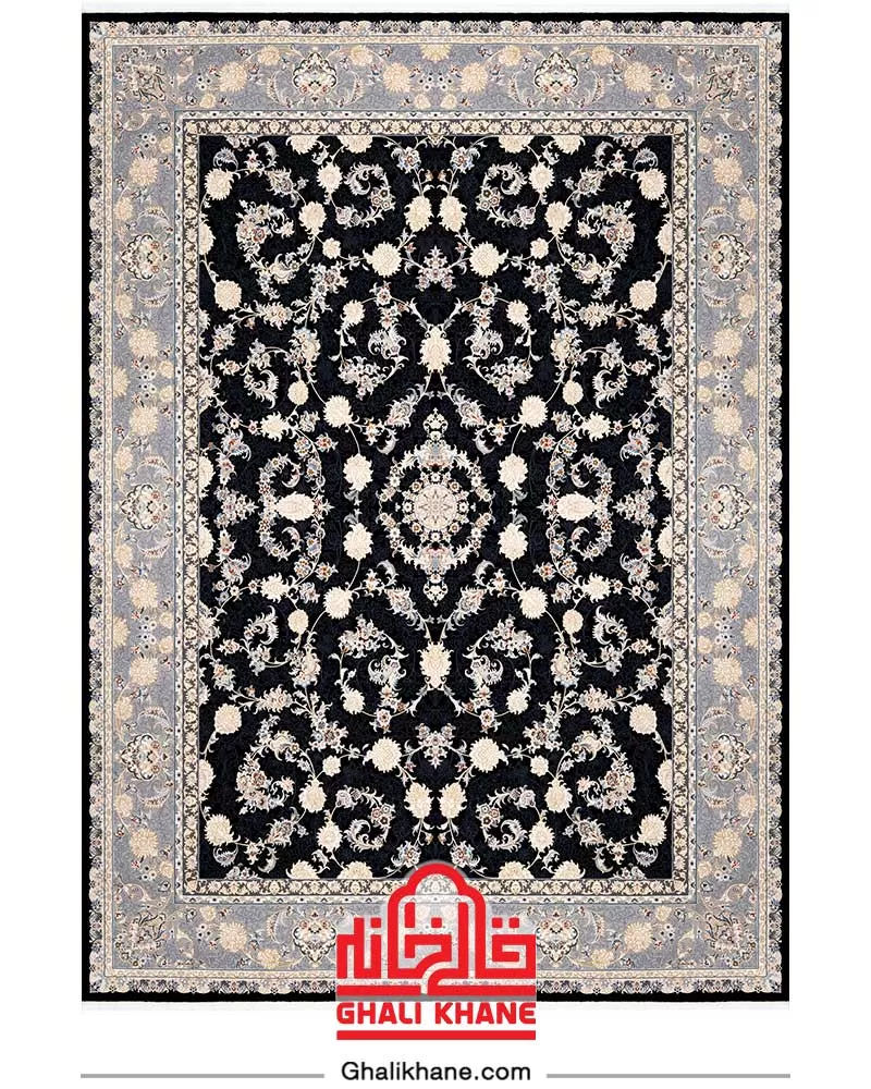 فرش بزرگمهر کلکسیون وین 700 شانه کد 77101 آبی تیره