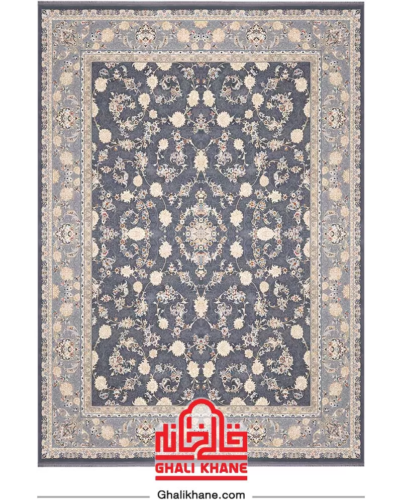 فرش بزرگمهر کلکسیون وین 700 شانه کد 77101 خاکستری تیره