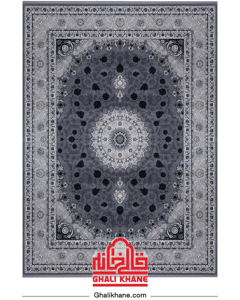 فرش بزرگمهر کلکسیون وین 700 شانه کد 77121  خاکستری تیره