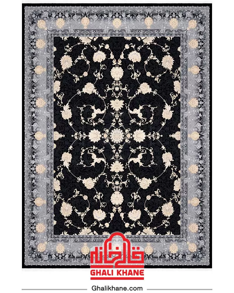 فرش بزرگمهر کلکسیون وین 700 شانه کد 77122	سرمه ای