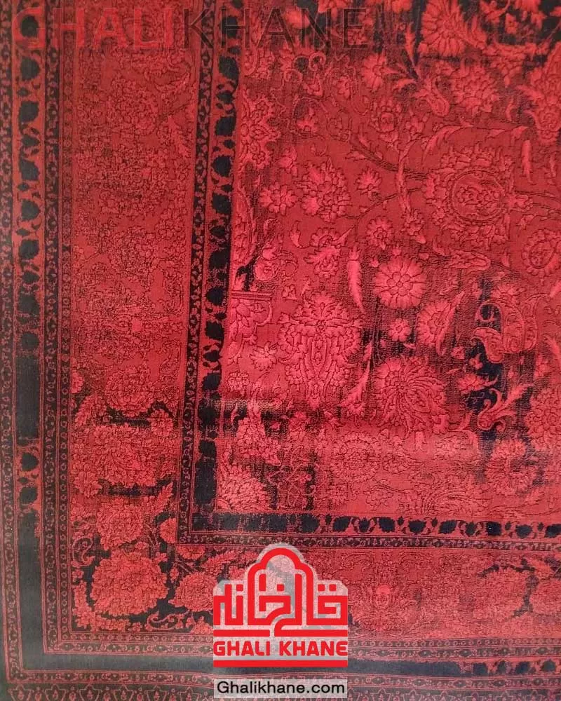 فرش ماشینی مشهد 700 شانه رنگ زمینه سرمه‌ای کد 871310