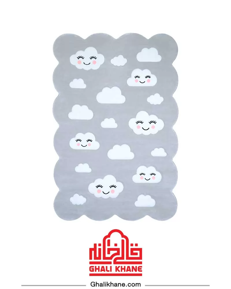 قالیچه فانتزی کودک زرباف طرح آسمون طوسی