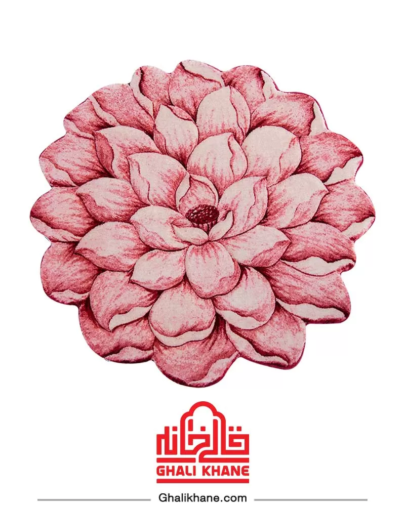 فرش سه بعدی فانتزی زرباف طرح گل نیلوفر قرمز