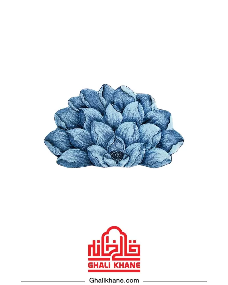 فرش پادری  سه بعدی فانتزی زرباف طرح گل نیلوفر آبی