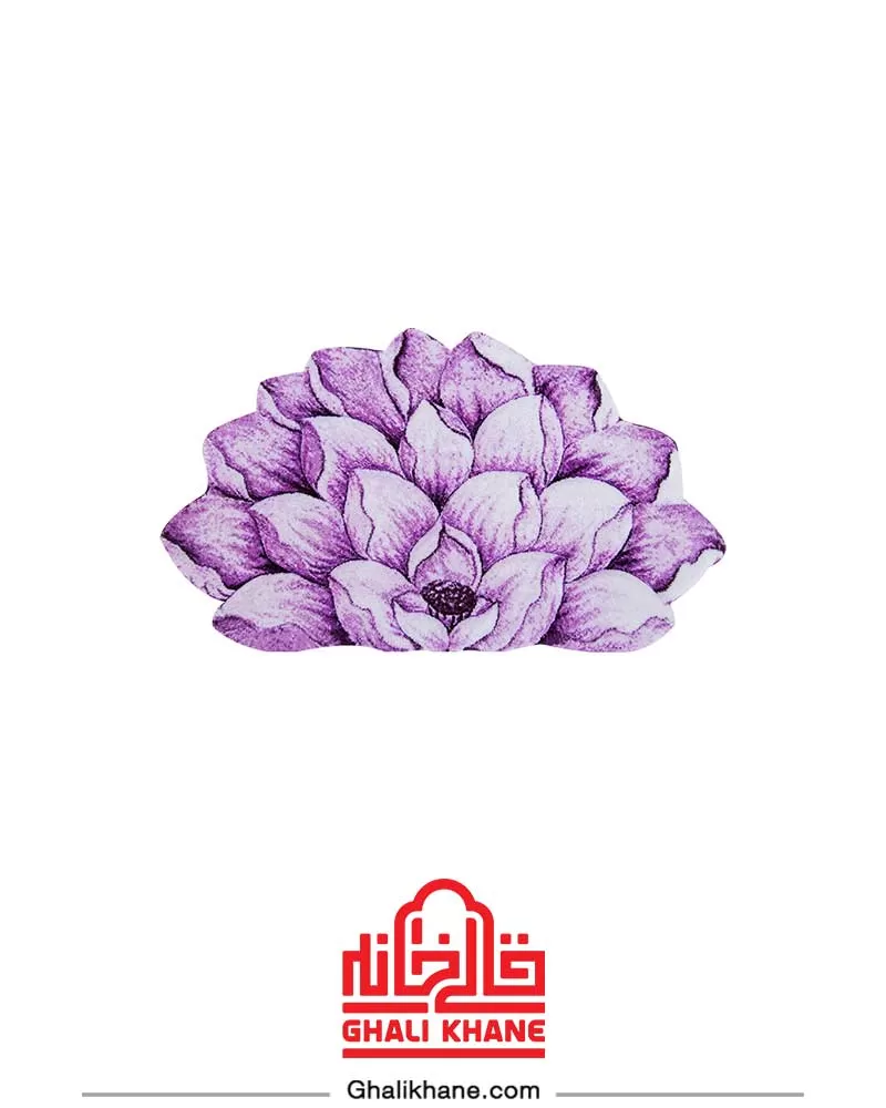 فرش پادری  سه بعدی فانتزی زرباف طرح گل نیلوفر یاسی