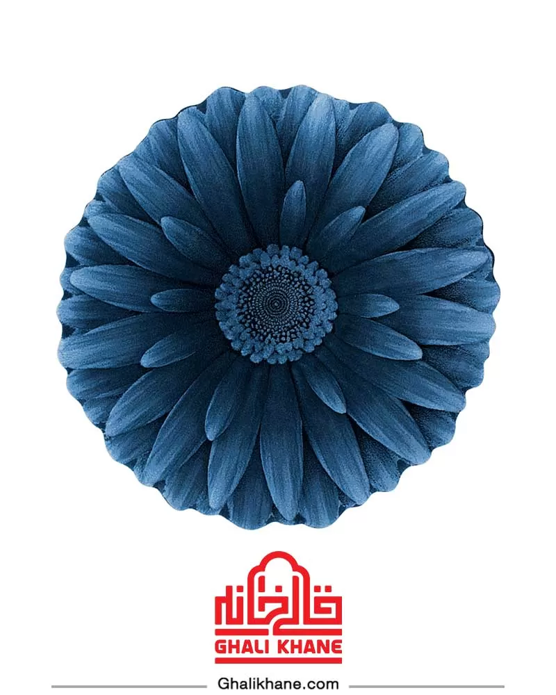 فرش سه بعدی زرباف طرح گل داوودی آبی
