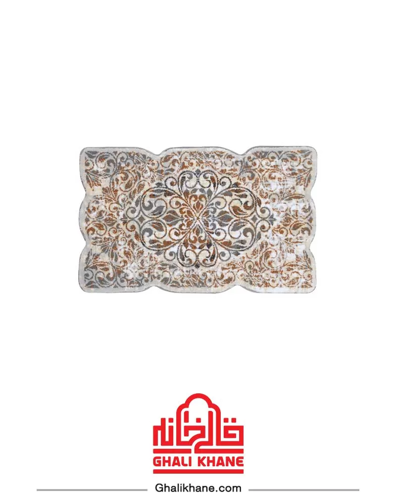 فرش پا دری مدرن زرباف طرح پالیز طوسی کرم