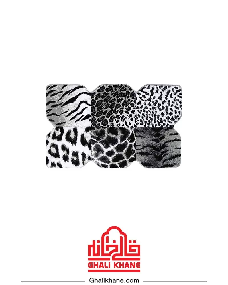 فرش سه بعدی زرباف طرح پوستی طوسی