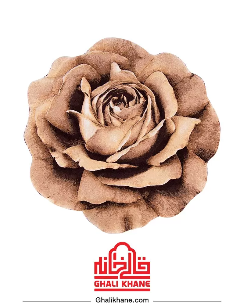 فرش سه بعدی زرباف طرح رز مینیاتوری شکلاتی
