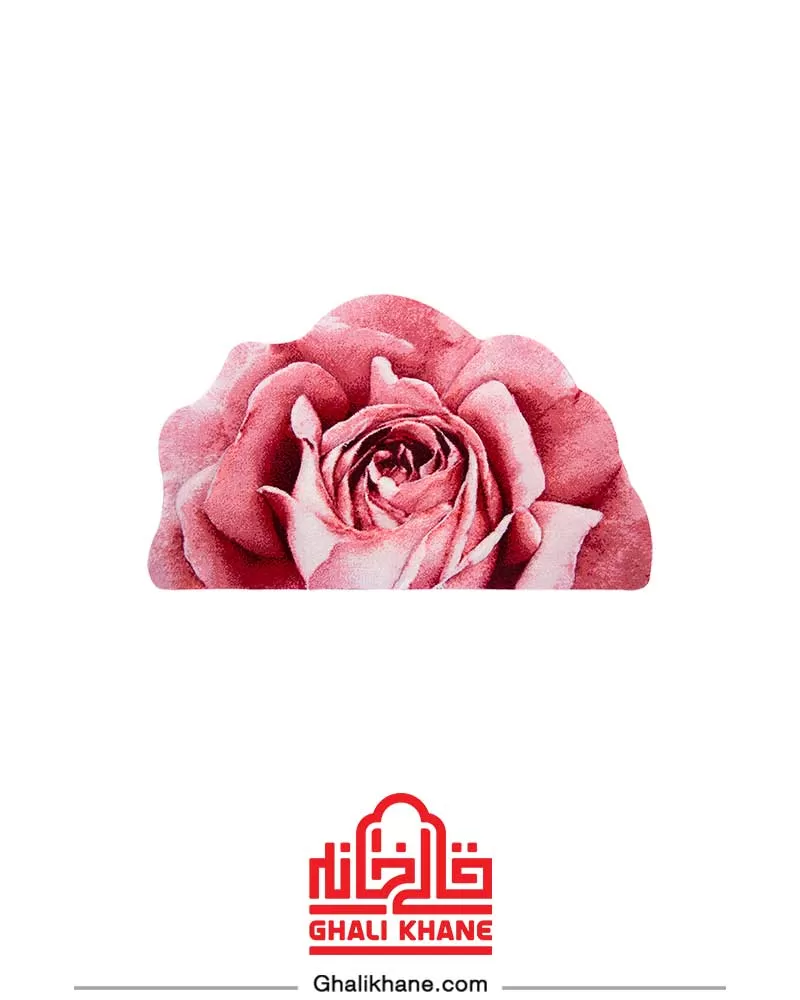 فرش پادری سه بعدی زرباف طرح رز مینیاتوری مستطیل قرمز