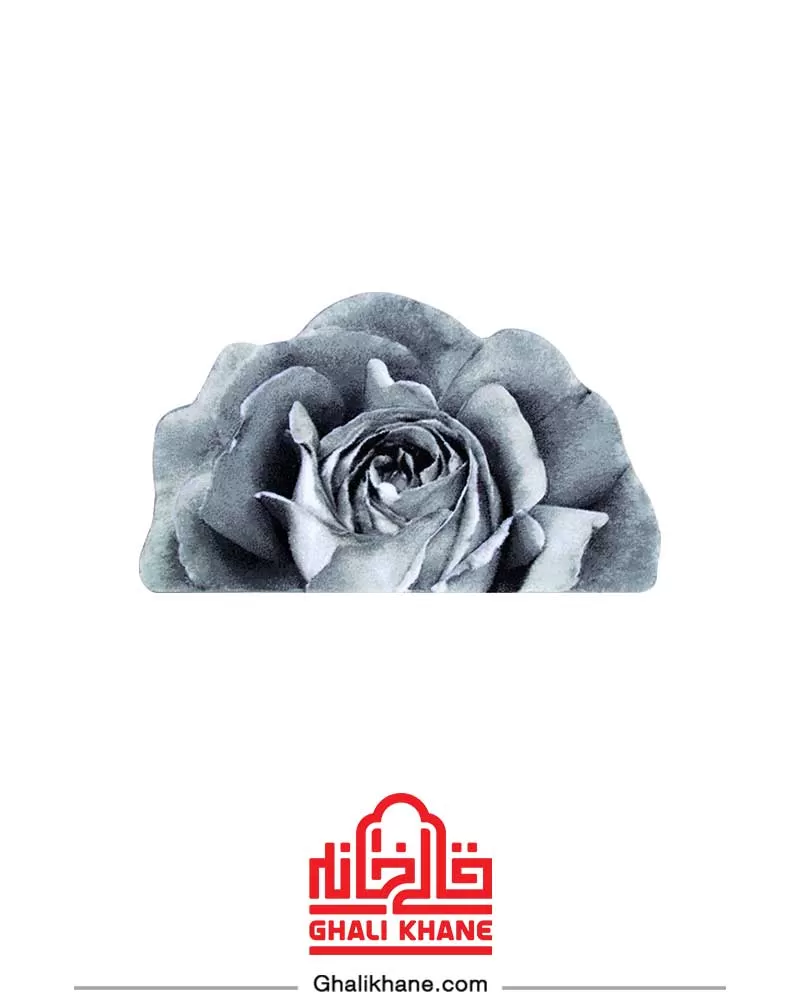 فرش سه بعدی زرباف طرح رز مینیاتوری مستطیل طوسی