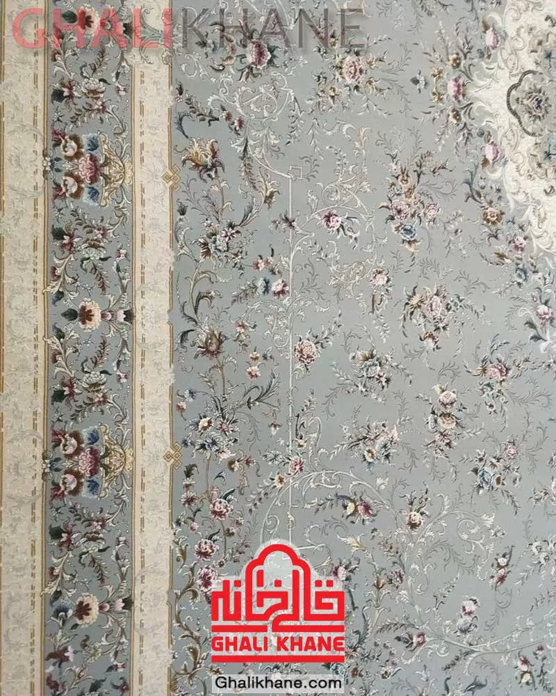 فرش ماشینی مشهد 1500 شانه کد 814006 طوسی