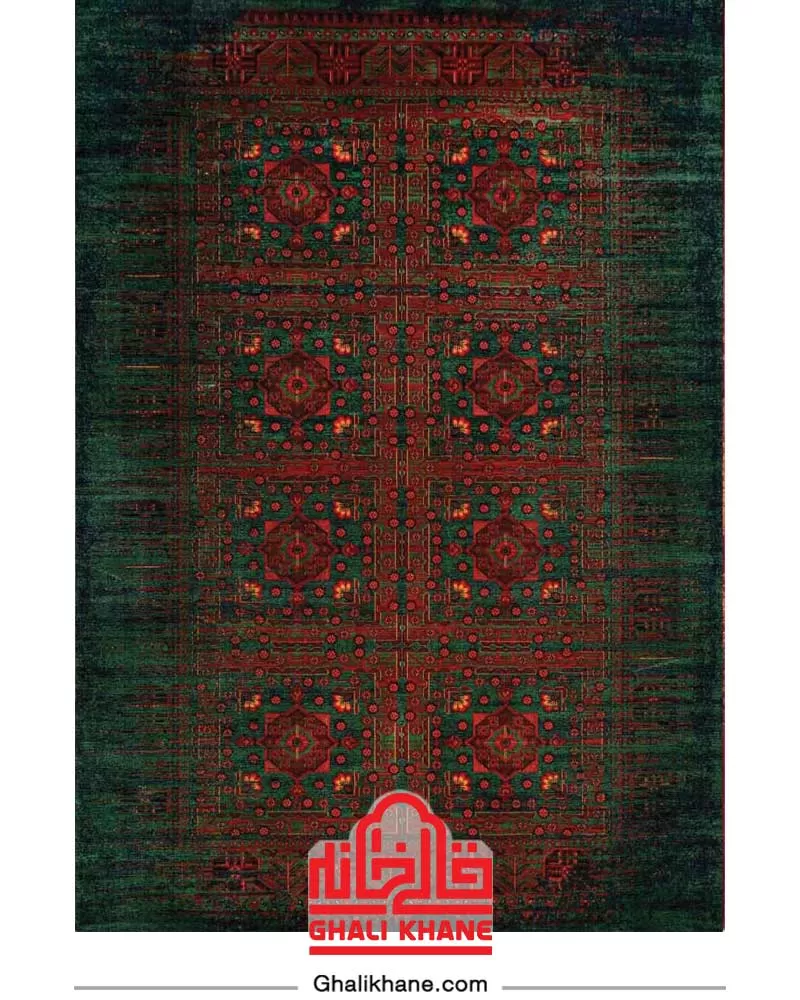 فرش نقش کهن کلکسیون هرمس کد 6001 سبز